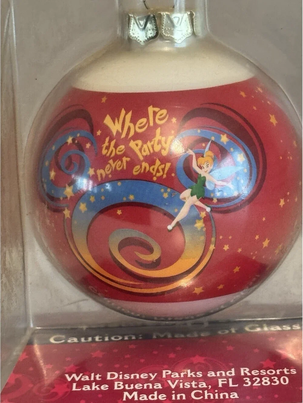 Vintage Disneyland 50th Anniversary 2005 Glass Ball Ornament,  Party Never Ends